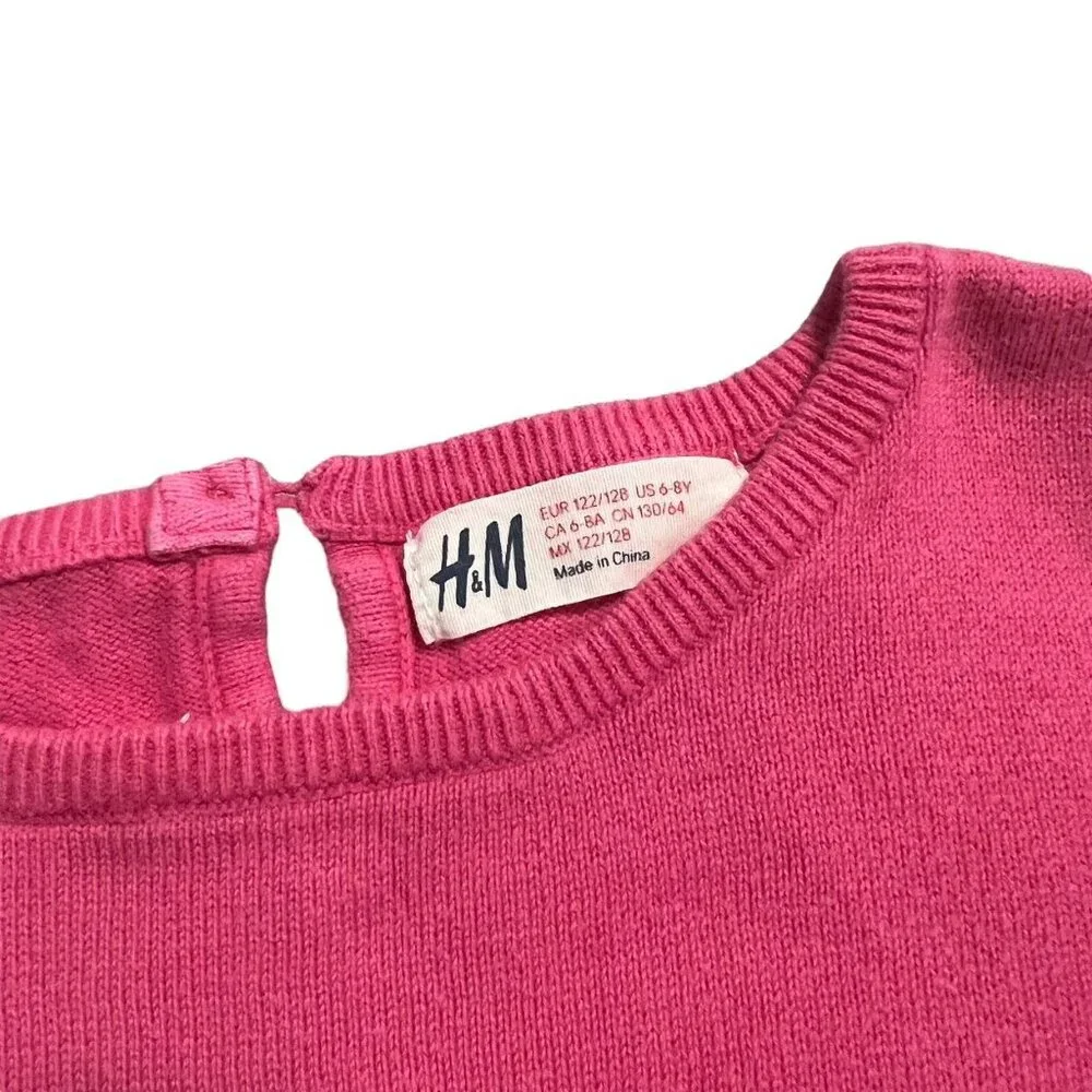 H&M Sz 122/128 (7-8Y) Pink Horse Sweater Dress